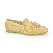 Beige Gevlochten Moccasin + Fluff Frau , Beige , Dames