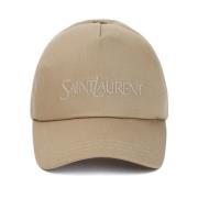 Beige Katoen Linnen Baseballpet Saint Laurent , Beige , Heren