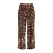 Zijden broek met dierenmotief Dolce & Gabbana , Brown , Dames