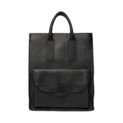 Zwarte leren Shopper Tas Felicia Re:designed , Black , Dames