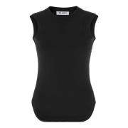 Zwarte Geribbelde Mouwloze Top Katoen The Attico , Black , Dames