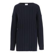 Navy Katoen Kasjmier Crew Neck Sweater Allude , Blue , Dames