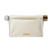 Geometrische Hardware Leren Clutch Jacquemus , Beige , Dames