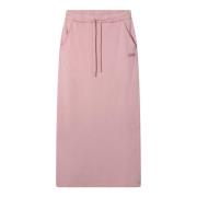 Geborstelde katoenen midi-rok met elastische taille 10Days , Pink , Da...