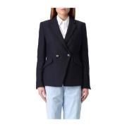 Tweed Katoenen Blazer Klassieke Pasvorm Hugo Boss , Blue , Dames