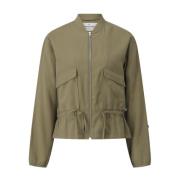 Safari Style Blouson met Taille Rimpeling Milestone , Green , Dames