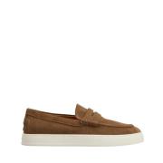 Bruine Suède Mocassin Platte Schoenen Tod's , Brown , Heren