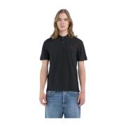 Organisch Katoenen Polo Shirt Korte Mouw Replay , Black , Heren