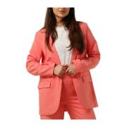 Dames Grid Blazer Oranje Object , Orange , Dames