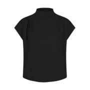 Zwart Gedrapeerd Jersey Top Dante 6 , Black , Dames