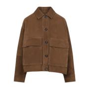 Bruin Suède Leren Jas Brunello Cucinelli , Brown , Dames