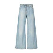 Klassieke Katoenen Straight Leg Jeans Msgm , Blue , Dames