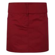 Gebelte Mini Rok van Polycotton Courrèges , Red , Dames