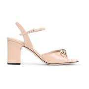 Roze Leren Horsebit Sandalen Gucci , Pink , Dames