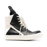 Zwarte Leren Hoge Top Sneakers Rick Owens , Black , Heren