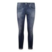 Blauwe Skinny Fit Jeans met Zak Dondup , Blue , Heren