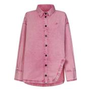 Roze Katoenen Denim Jack met Logo Borduursel The Attico , Pink , Dames