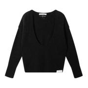 Alpaca Wol Oversized Gebreide Trui 10Days , Black , Dames