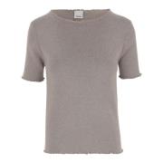 Beige Gebreide Boothals T-shirt Allude , Beige , Dames