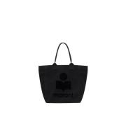 Zwarte Katoenen Tote Tas met Logo Isabel Marant Étoile , Black , Dames