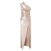 Elegante Roze Metallic Jurk met Voor Split Pinko , Pink , Dames