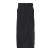 Elegante Zwarte Rok met Elastische Taille Ichi , Black , Dames