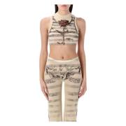 Mesh Tattoo Mariner Cropped Top Jean Paul Gaultier , Multicolor , Dame...