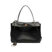 Zwarte leren tas met twist-lock Balenciaga , Black , Dames