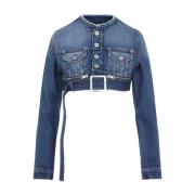 Stijlvolle Cropped Denim Jack Jean Paul Gaultier , Blue , Dames