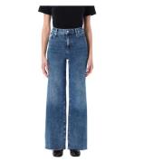 Raw Hem Wide-Leg Flare Jeans Frame , Blue , Dames