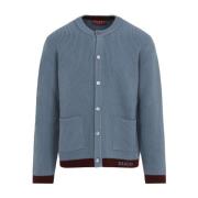 Wollen Cardigan met Intarsia Gucci , Blue , Heren