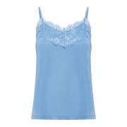 Blauwe Kant Top & T-Shirt Ichi , Blue , Dames