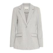 Grijze Melange Blazer Jas Lange Mouw Ichi , Gray , Dames