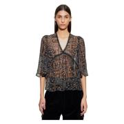 Elie doorschijnende top Antik Batik , Black , Dames