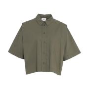 Groene Cropped Shirt 'Mansour' 8PM , Green , Dames