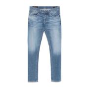 Blauwe Broek met Whiskering Effect Dondup , Blue , Heren