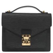 Pre-owned Leather briefcases Louis Vuitton Vintage , Black , Unisex