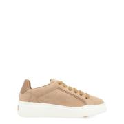 Beige suède sneaker met leren details Max Mara , Beige , Dames