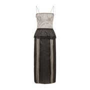 Elegante Grijze Zijden Jurk Maison Margiela , Brown , Dames