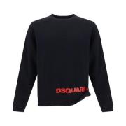 Monogram Katoenen Sweatshirt met Geribbelde Hals Dsquared2 , Black , H...