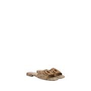 Beige Lage Sandalen met Gouden Details Guess , Beige , Dames