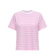 Gestreept T-shirt Only , Pink , Dames