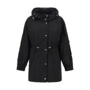 Capuchonjas met trekkoord en rits Paltò , Black , Dames