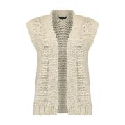 Metallic Yarn Gilet Bloomings , Beige , Dames