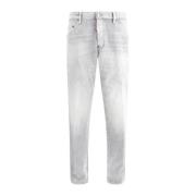 Vintage Versleten-Effekt Skater Jeans Leren Patch Dsquared2 , Gray , H...