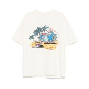 Wit Logo Print Crew Neck T-shirt Rhude , White , Heren