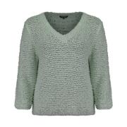 Metallic V-Neck Pullover Sweater Bloomings , Green , Dames