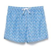 Polyester Zwemshorts met Elastische Riem Fedeli , Blue , Heren