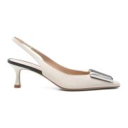 Elegante Beige Leren Slingback Sandalen Roberto Festa , Beige , Dames