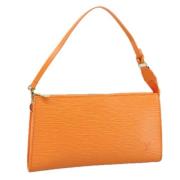 Pre-owned Leather pouches Louis Vuitton Vintage , Orange , Dames